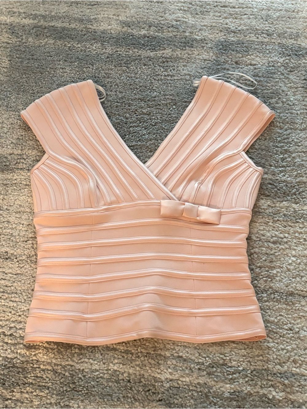 JS Collections Pale Pink V‑Neck Bandage Camisole with Front Bow